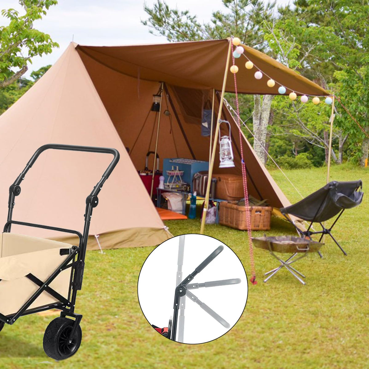 Push Handle Telescopic for Folding Handcart Replacement Collapsible – Universal