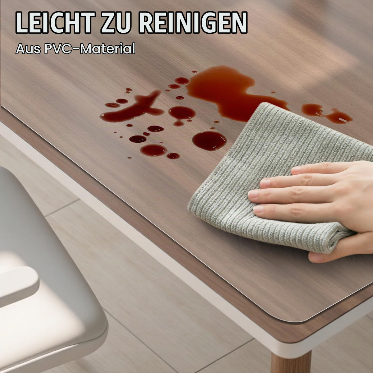Transparent PVC Desk Mat Non-Slip Waterproof Writing Mat Rounded Corners 43x120 cm - Clear