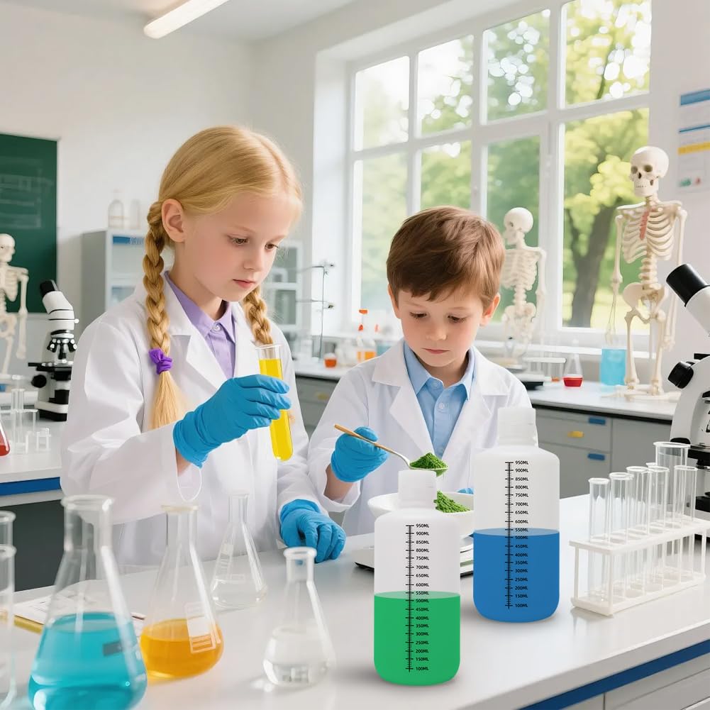 Graduated PE Reagent Bottles Lab Liquid Storage 2-Pack – 1000ml