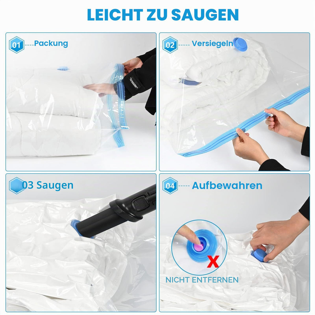 Saci vidați pentru haine și pilote reutilizabili 80x60 cm, set 6 bucăți