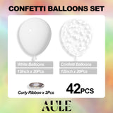 Baloane din latex cu heliu și confetti pentru petreceri 30 cm, set 42 bucăți – Alb