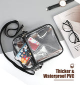 MoKo Transparent Crossbody Shoulder Bag Station Approved Tote with Detachable Strap – Black