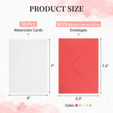 PATIKIL 5x7 Inch Pure Cotton Watercolour Cards – 50 Sets with Envelopes