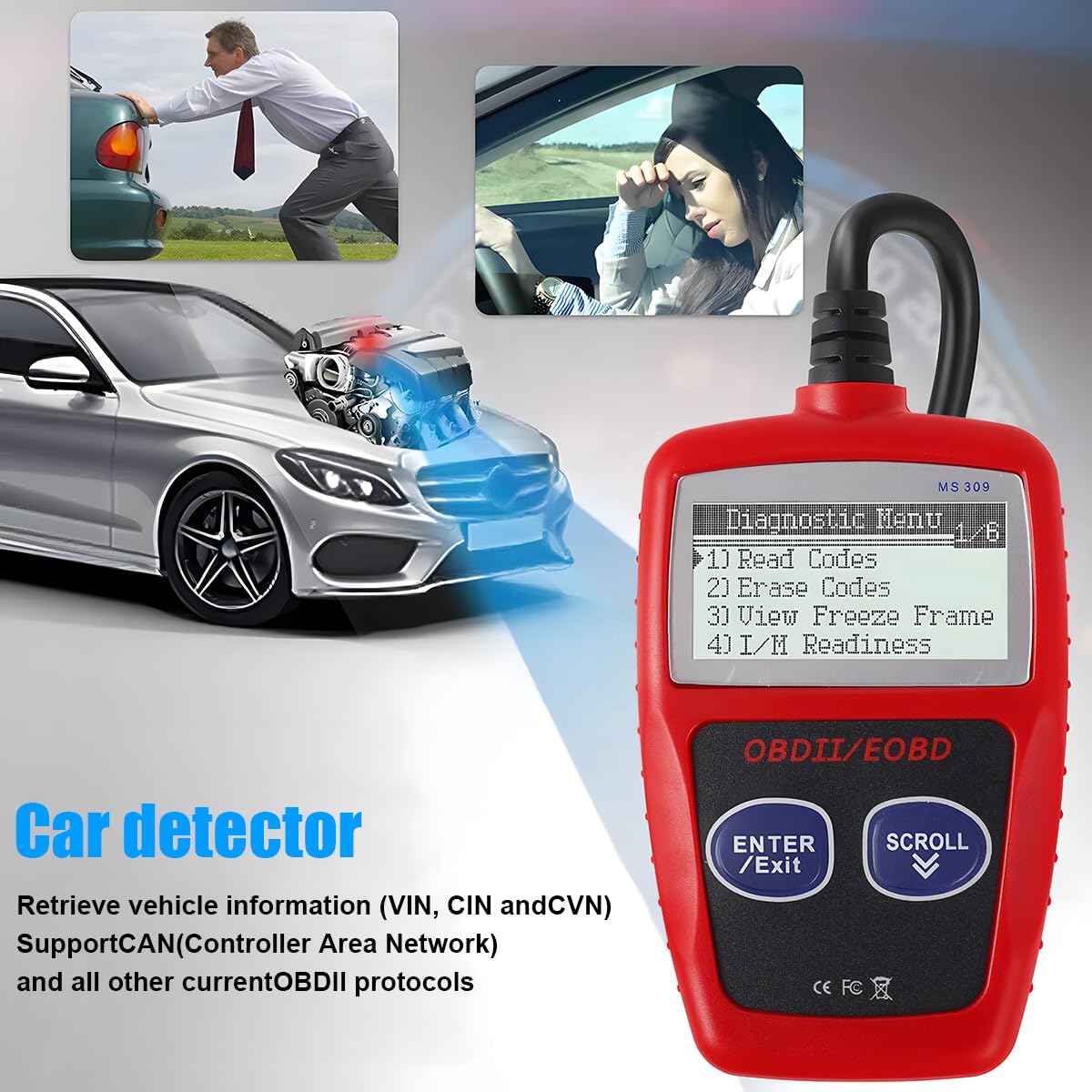 OBD2 Diagnostic Scanner Vehicle Code Reader Full OBDII Functions - OBD2