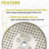Diamond cutting disc 125mm galvanized saw blades - for cutting and grinding granite, marble, ceramic, porcelain stoneware, tiles, quartz M14 thread SANLEETEK