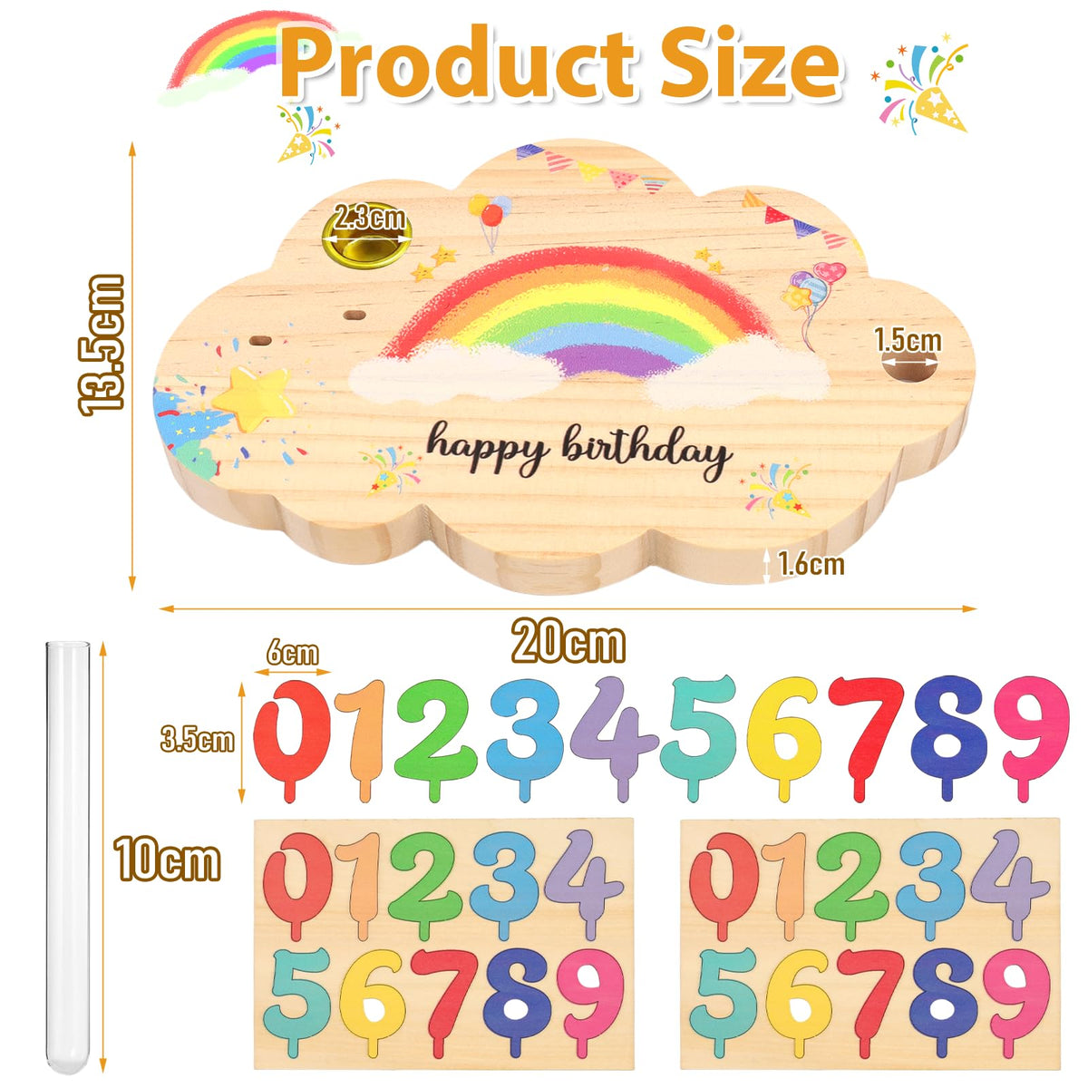 Wooden Birthday Plate Rainbow Wreath – Multicolour