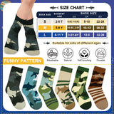 Kids’ Novelty Camouflage Shark Crew Socks 6 Pairs Breathable Soft – Size 28-32