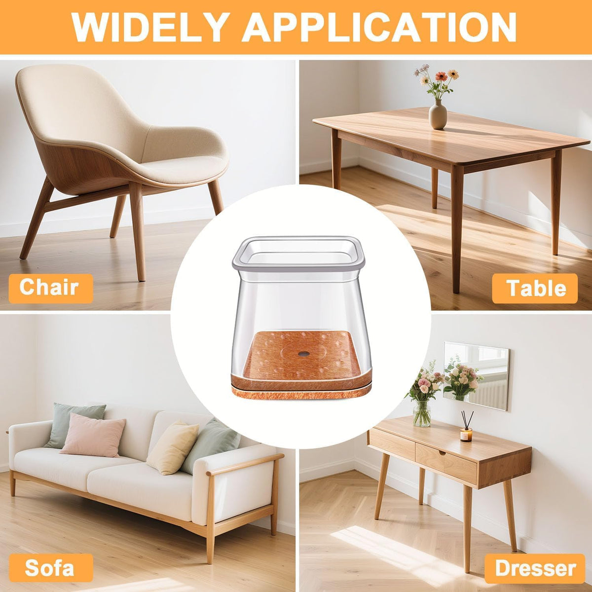 20 Pieces Square Chair Pads (Scope of Application 26-40 mm) Silicone Chair Pads, Transparent Chair Leg Protectors, Anti-Scratch Floor Protection
