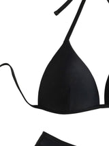 Costum de baie două piese push-up damă GORGLITTER triunghi halter – Negru S