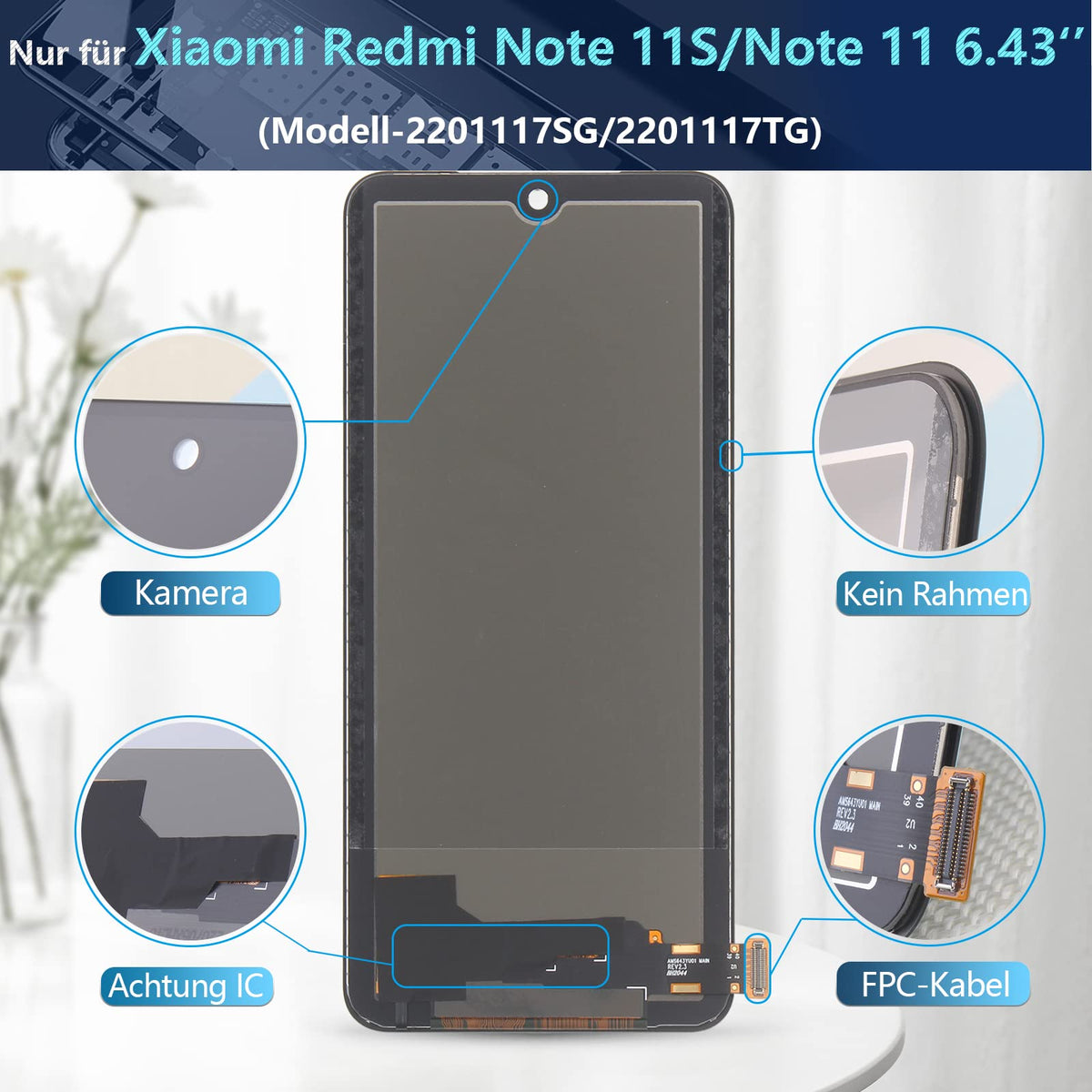 Display de schimb cu touchscreen și scule pentru Xiaomi Redmi Note 11 / Note 11S RongZy – Negru