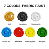 Machine-Washable Textile Paint 250ml Fabric Paint Waterproof for Clothes with Brush & Templates – Red