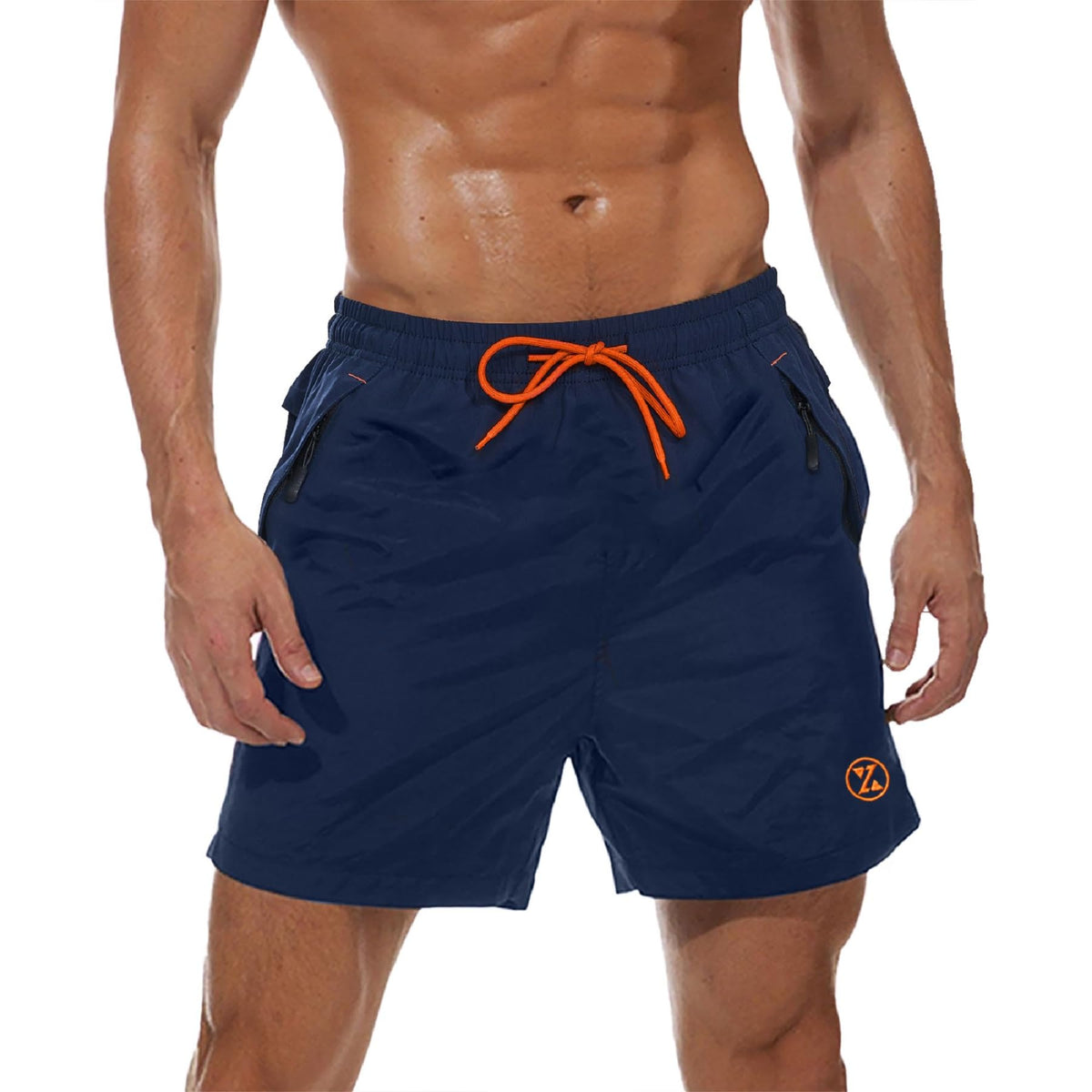 Men's Swim Trunks Quick‑Dry Mesh Lined with Zipper Pocket – Dark Blue XXL