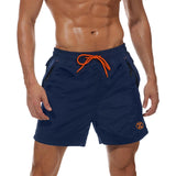 Men's Swim Trunks Quick‑Dry Mesh Lined with Zipper Pocket – Dark Blue XXL