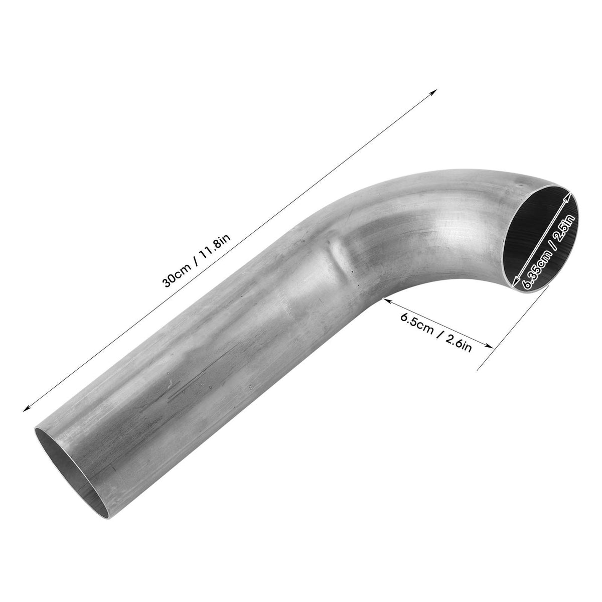 Cot țeavă de eșapament la 90 grade din inox diametru 2.5 inch – Argintiu