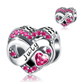 Sterling Silver Birthstone Charm Pendant Infinity – July