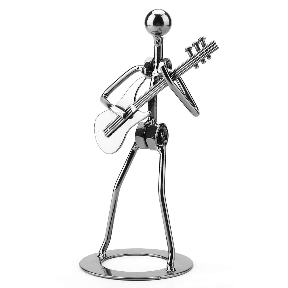 Metal Guitar Player Figurine Vintage Iron Sculpture – Decorative