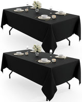 Rectangular Polyester Tablecloth 140 x 240cm Washable Reusable 2-Pack – Black