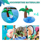 Suporturi gonflabile plutitoare de pahare în formă de palmier pentru piscină, set 4 bucăți