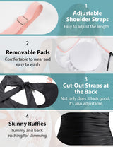 Costum de baie întreg modelator push-up buretat cu decolteu în V – Roz S