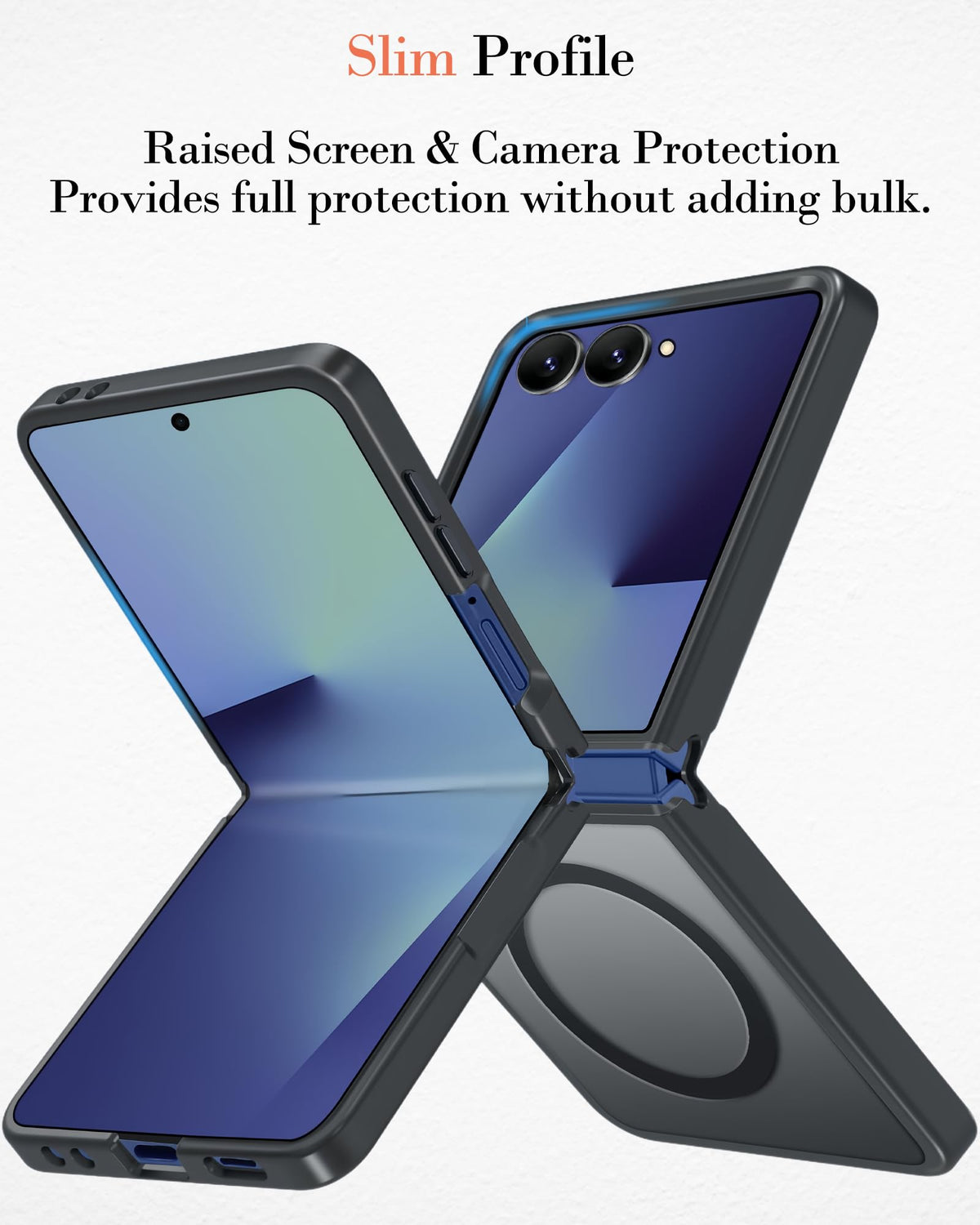 Husă antisoc militară subțire mată cu inel magnetic pentru Samsung Galaxy Z Flip 7 – Negru