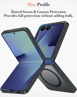 Husă antisoc militară subțire mată cu inel magnetic pentru Samsung Galaxy Z Flip 7 – Negru
