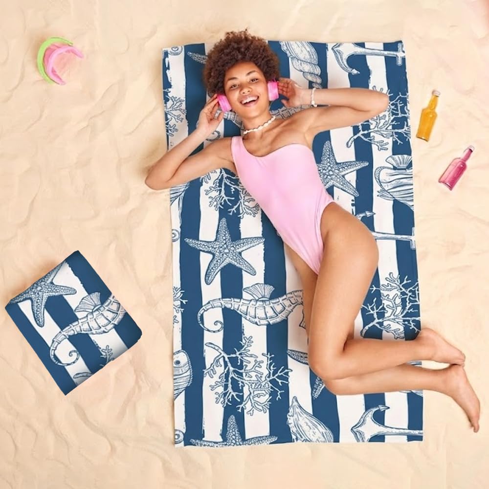 Double-Sided Plush Beach Towel Soft Lightweight 160 x 80 cm – Multi