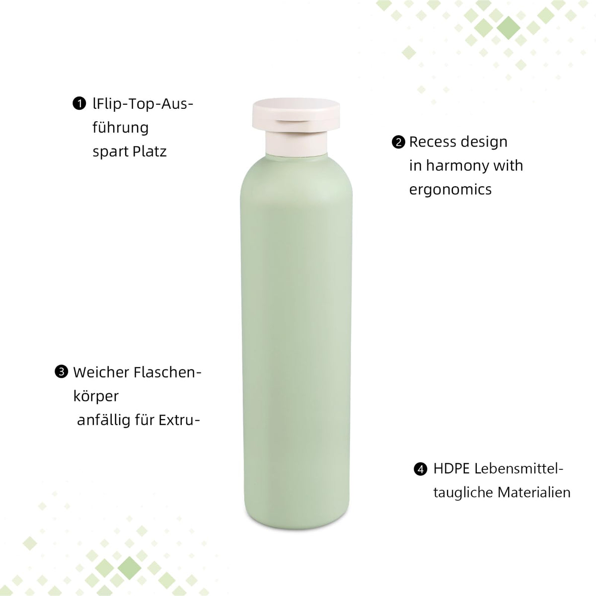 Refillable Travel Bottles Set Leakproof Flip Lid 260ml Toiletry Containers – Green