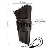 Toc de pistol cowboy din piele cu suport muniție pentru revolvere 9mm/.38/.357/.40 și 4–8 inch – Universal