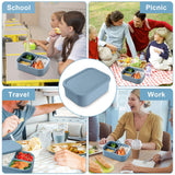 Silicone Lunch Box 800 ml 3 Compartments BPA-Free Microwave & Dishwasher Safe – Dusty Sky Blue