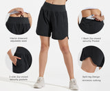 Pantaloni scurți sport damă pentru alergare cu colant interior respirabil – Negru L