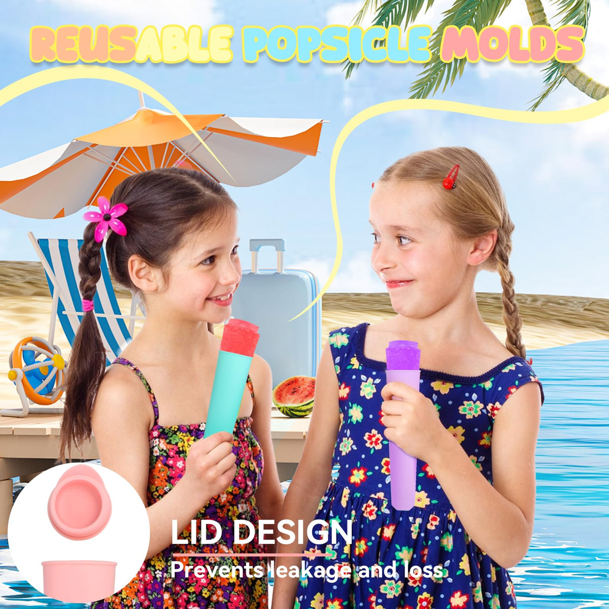 Silicone Ice Pop Moulds 8-Pack Reusable Popsicle Moulds with Sticks – Multi-colour