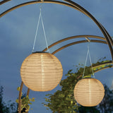Auting 2 Pack Solar Lanterns Outdoor, 20cm Nylon Solar Powered Lights Weatherproof Solar Powered Lanterns for Garden Patio Wedding Party Decoration (Warm White)