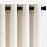 Linen Curtains Eyelet Semi-Transparent for Living Room Bedroom – Beige 140x240 cm
