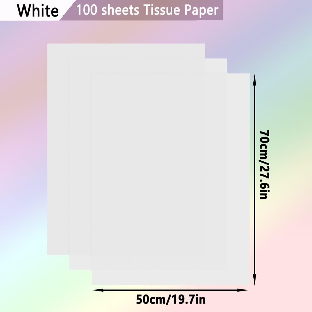 Gift Tissue Paper 100 Sheets for Wrapping and Crafts 70x50cm – White