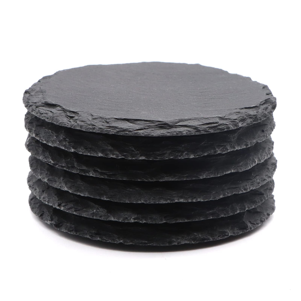 Round Slate Coasters 6-piece 10.2cm – Grey