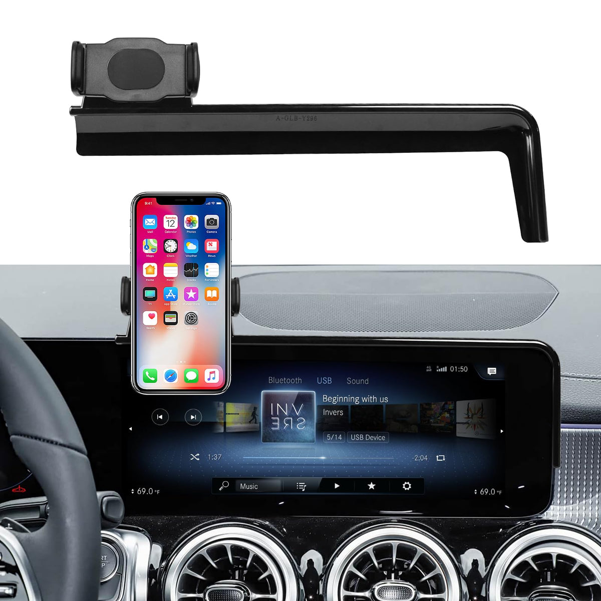 TTCR-II Car Dashboard Phone Holder Fits Mercedes A/B/GLB/GLA/CLA/EQA/EQB 2019-24 10.25in 360°