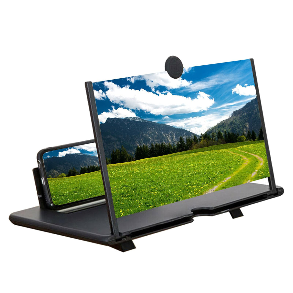 Mobile phone magnifying screen, mobile phone screen magnifier, 3D screen magnifier, mobile phone magnifying glass, suitable for watching films and videos and offers you a better viewing experience, 14 inches, black