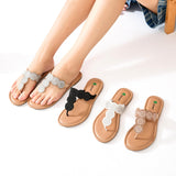 Papuci șlapi de vară comozi damă cu sclipici stil Boho – Negru EU 45