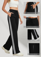 Women's Long Wide-Leg Jogging & Training Pants Leisure Sweatpants – Black L (71cm)