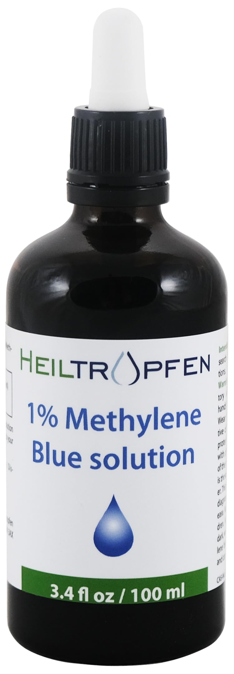 1% Methylene Blue Solution - 100ml | Pharmaceutical Grade Ingredients - Third Party Tested | Methylene Blue | Liquid | Drops | Heiltropfen®