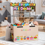 Children’s Foldable Toy Storage Box 80L with Lid 66x33x40cm – Trains