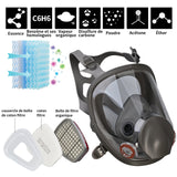 faburo Reusable Full Face Respirator, Face Protection Respirator with 10 Replacement Filters 5 Pairs Gloves for Paint Particles Dust Chemicals