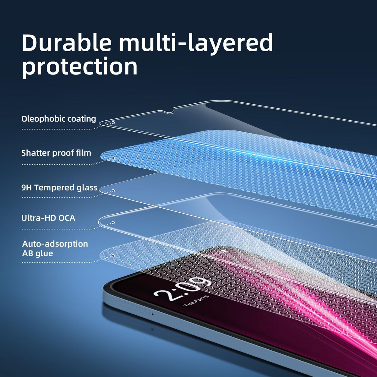 Tempered Glass Screen Protector 3-Pack 9H 0.33mm Bubble-Free – T-Mobile REVVL 6