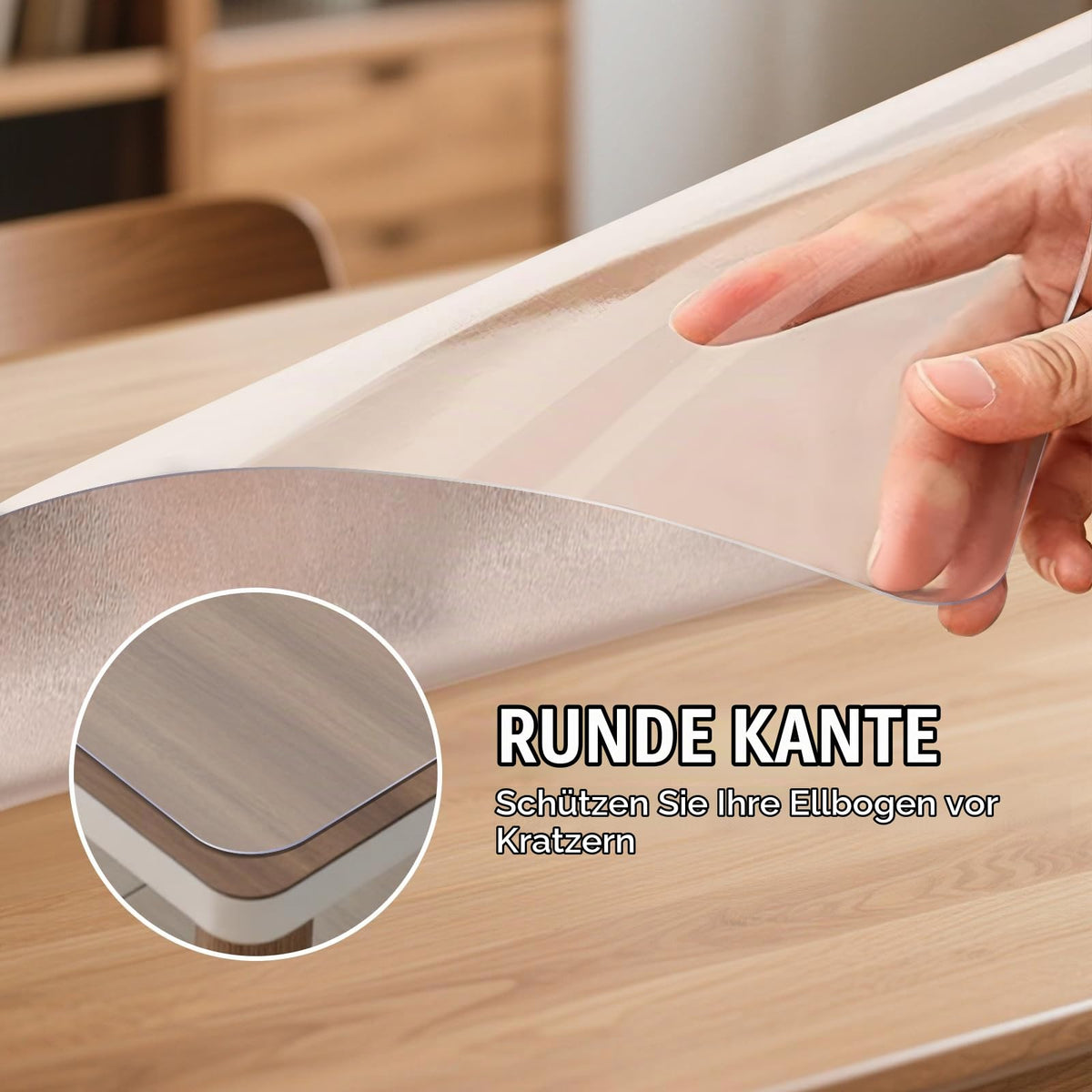 Transparent PVC Desk Mat Non-Slip Waterproof Writing Mat Rounded Corners 43x120 cm - Clear