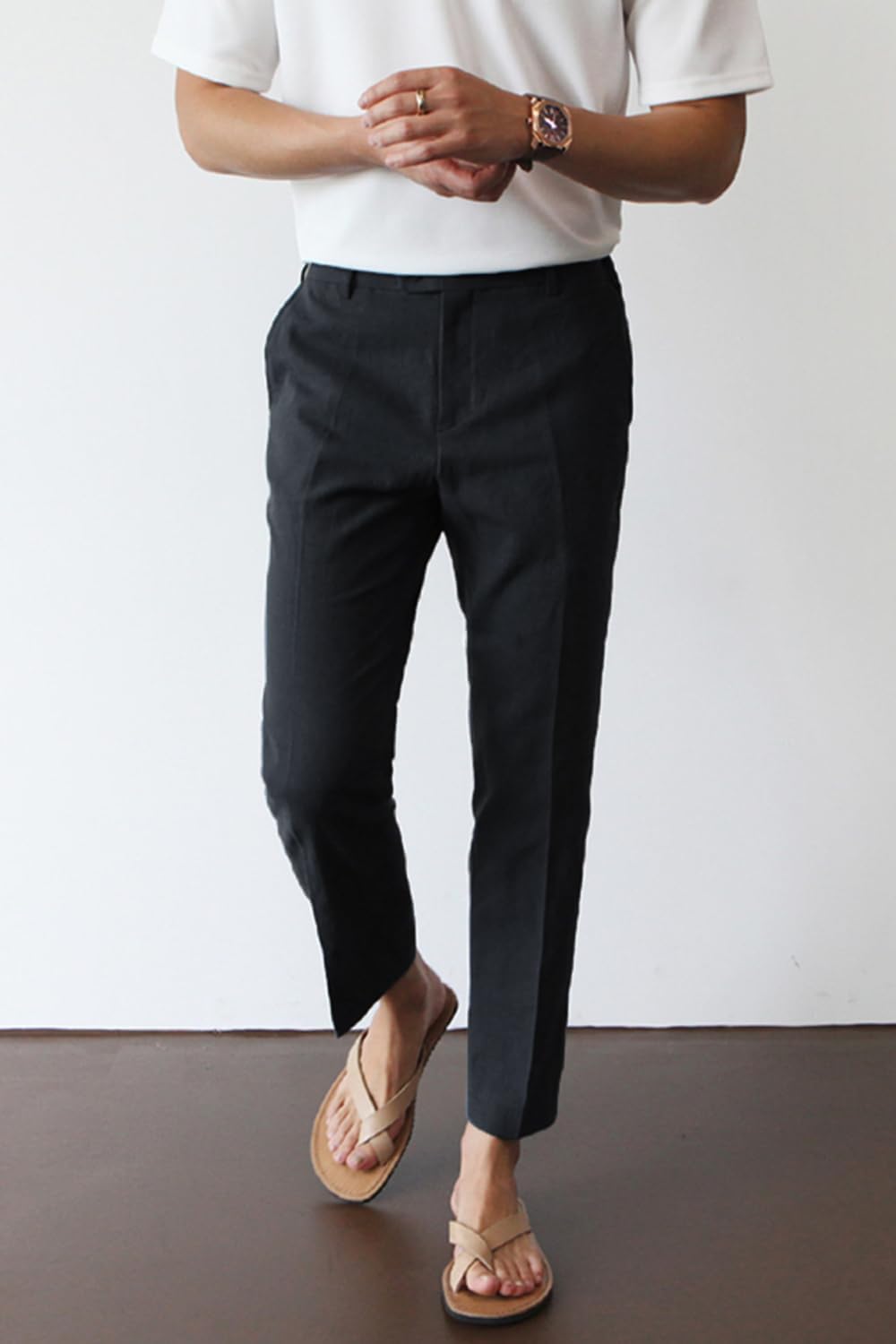 Pantaloni chino bărbați Slim Stretch lejeri – Negru 32/30