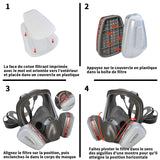 faburo Reusable Full Face Respirator, Face Protection Respirator with 10 Replacement Filters 5 Pairs Gloves for Paint Particles Dust Chemicals