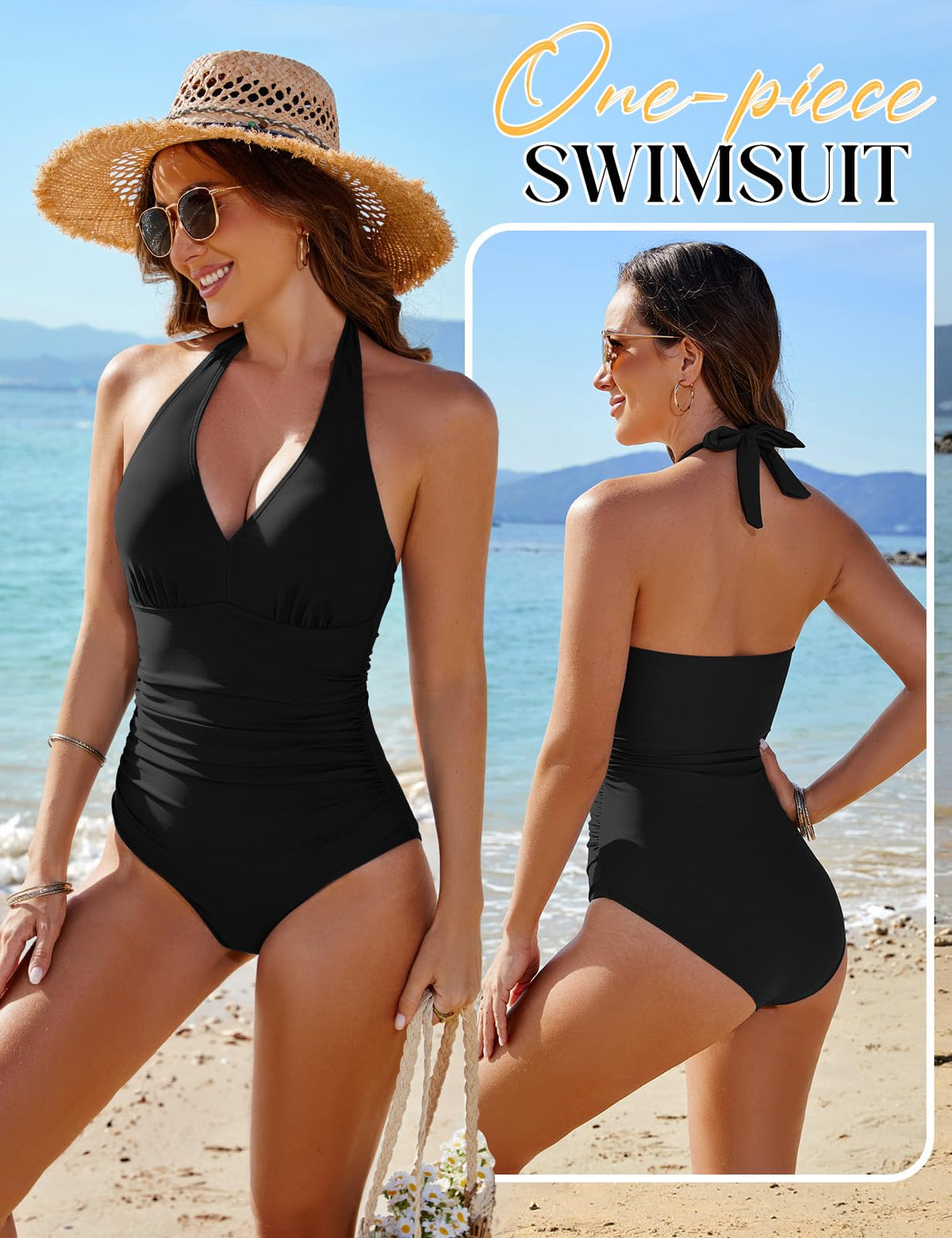 Costum de baie întreg modelator damă push-up buretat – Negru M