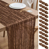 Set 12 traverse de masă din tifon stil boem rustic 300x90 cm – Verde Salvie