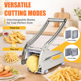 Aparat manual din inox pentru tăiat cartofi pai cu 2 mărimi de lame și ventuză