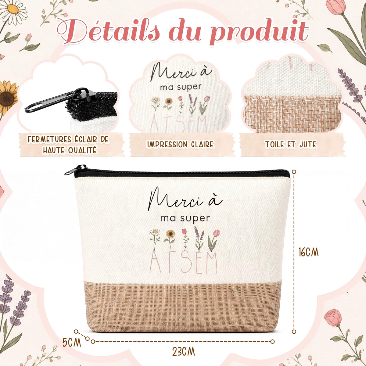 Cosmetic Bag Keychain Gift for Kindergarten Helpers Nanny Thank You